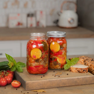 FORJARS Premium Mason Jars – 64 oz (6-Pack) | Wide Mouth Glass Canning Jars