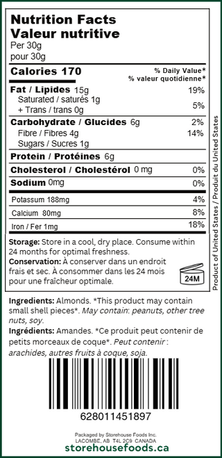 Natural Whole Almonds - 500g
