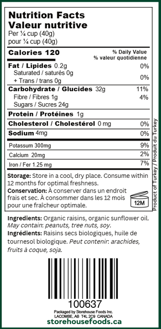 Organic Sultana Raisins - 800g