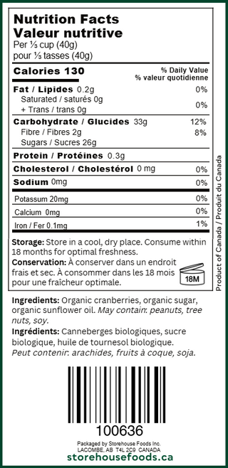 Organic Sweetened Dried Cranberries