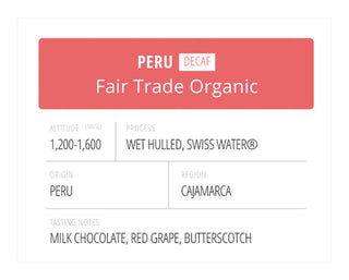 Peru Fairtrade Organic Decaf Swiss Water®